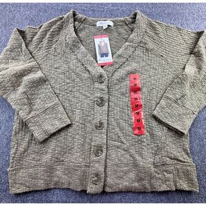 Vince Camuto Sweater Womens Medium Green Cardigan Button Up‎ Casual New